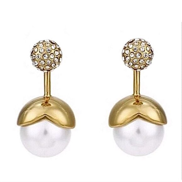 KATE SPADE FAUX PEARLPAVE'GOLD DAINTY SPARKLERS2-IN-1 EARRINGS MSRP $78.00 - Picture 2 of 14